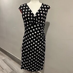 Ronni Nicole polka dot dress w/built-in smoothing slip, sz. M- NEW
